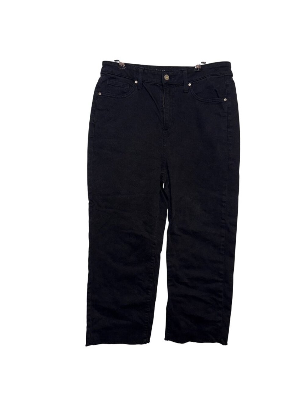 Chicos Womens High Rise Straight Leg Crop Jeans Size 10 Black Denim